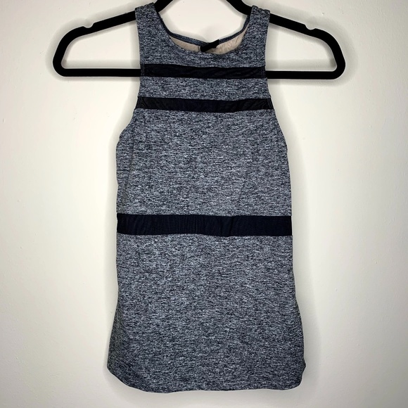 Strut This Tops - Strut This Grey Black Striped High Neck Tank OS